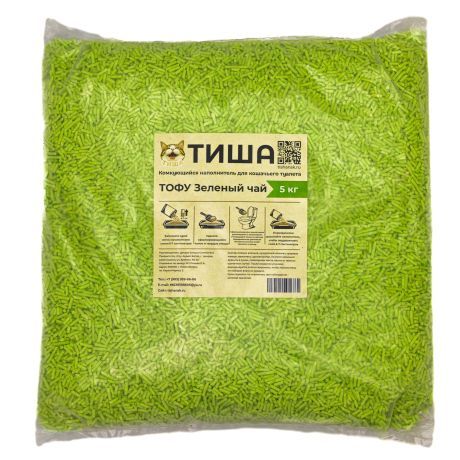 Наполнитель ТИША ТОФУ Зеленый чай 5 кг.